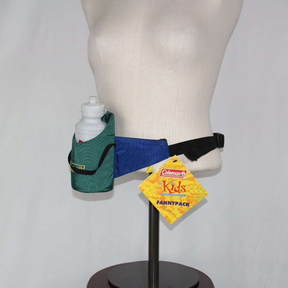 Coleman Vintage Hip Fanny Waist Hiking Pack Water Bottle Holder Blue Green